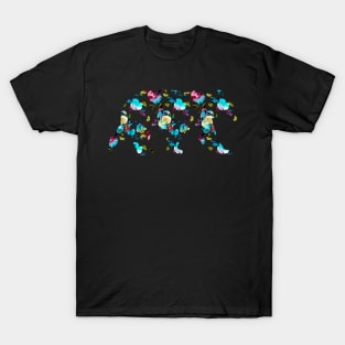 Summer Rose Bush Pattern Bear Floral Arrangement T-Shirt